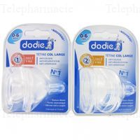 DODIE Tétine col large 0-6 mois débit 2 lot de 2