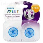 AVENT Sucette sans bpa silicone 6 &agrave; 18mois orthodontique lot de 2