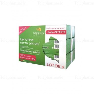 BIOCYTE Cheveux - Kératine forte sérum lot de 3 boites de 5 ampoules de 9ml