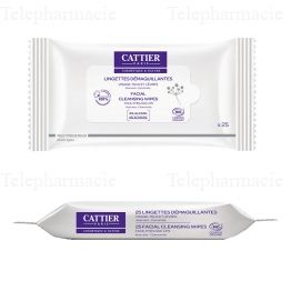 CATTIER Lingettes d&eacute;maquillantes bio x 25