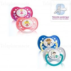 DODIE Duo Sucettes +18 mois anatomiques silicone garçon REF A8 Cowboy et Chevalier