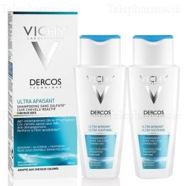 Dercos shampooing ultra apaisant cheveux secs 2x200ml