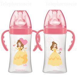 Biberon initiation+ debit 2 princesse belle 0-6 mois avec anses 270ml