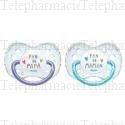 Sucette anatomique en silicone fan avec anneau 18 mois et plus x2