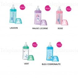 DODIE Biberon Initiation+ anti-colique avec t&eacute;tine ronde 3 vitesses 270ml Rose