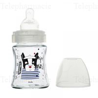 DODIE Biberon Sensation+ en verre anti-colique t&eacute;tine plate 150ml