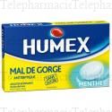 HUMEX MAL DE GORGE MENTHE 20 mg SANS SUCRE, pastille &eacute;dulcor&eacute;e &agrave; l'isomalt