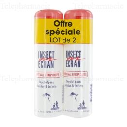 INSECT ECRAN Répulsif peau spécial tropiques Spray 75ml x2