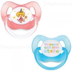 DODIE Duo Sucettes +18 mois physiologique silicone fille REF P51