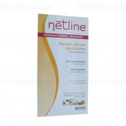 NETLINE Bandes de cires dépilatoires corps hypoallergéniques x20