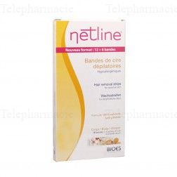 NETLINE Bandes de cires dépilatoires visage hypoallergéniques x20