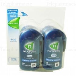 NICORETTE Comprim&eacute; &agrave; sucer 2 mg Go&ucirc;t menthe 20 comprim&eacute;s x 4