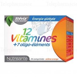 NUTRISANTE Comprim&eacute;s effervescents 12 vitamines+ 7 oligo elements 24 comprim&eacute;s