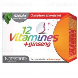 NUTRISANTE Comprim&eacute;s &agrave; croquer 12 vitamines + ginseng 24 comprim&eacute;s