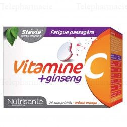 NUTRISANTE Comprim&eacute;s &agrave; croquer vitamine C + ginseng 24 comprim&eacute;s