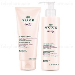 NUXE Body lait fluide corps hydratant Flacon 400ml + gel douche 200ml
