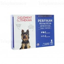 CLEMENT THEKAN Perfikan 26.8mg / 240mg solution pour tr&egrave;s petits chiens 4 pipettes