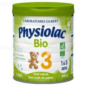 PHYSIOLAC Lait Bio 3 de 10 mois &agrave; 3 ans 800g