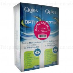 QUIES Optik solution pour lentilles de contact souples lot 2 flacons 360ml
