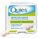 QUIES Protection auditive cire naturelle bo&icirc;te de 8 paires
