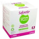 SAFORELLE Coton protect serviettes hygi&eacute;niques extra fines avec ailettes x 10