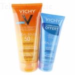 VICHY Capital soleil gel de lait fondant SPF50 tube 200ml lait apaisant apr&egrave;s-soleil tube 100ml OFFERT