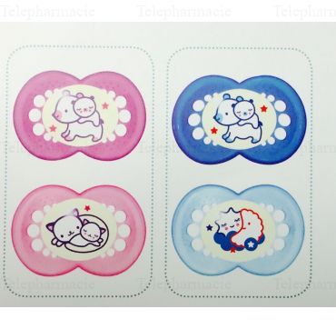 MAM Duo sucettes +18 mois anatomiques nuit silicone REF 40