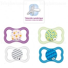 Sucettes anatomiques en silicone collection air 18 mois et plus x2
