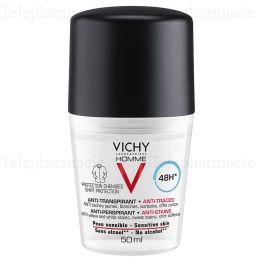 VICHY Homme d&eacute;odorant anti-transpirant anti-traces roll-on 50ml